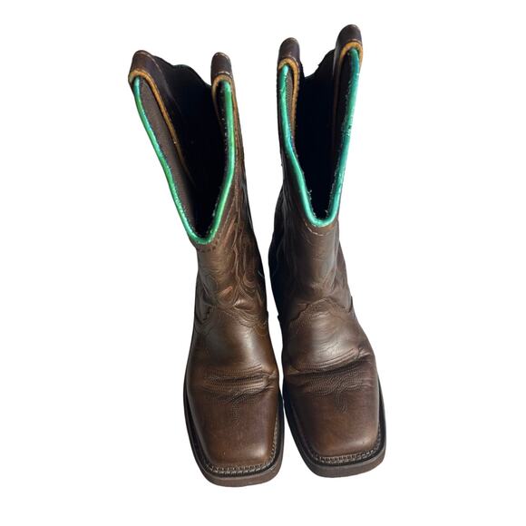 Justin GY2900 Women’s Western Cowboy Boots Brown Leather 8.5B Square Toe - Picture 1 of 7